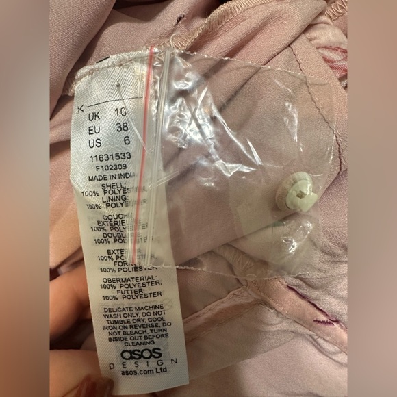 ASOS palm print structured mini dress with lace trim detail and puff sleeve - Picture 11 of 13